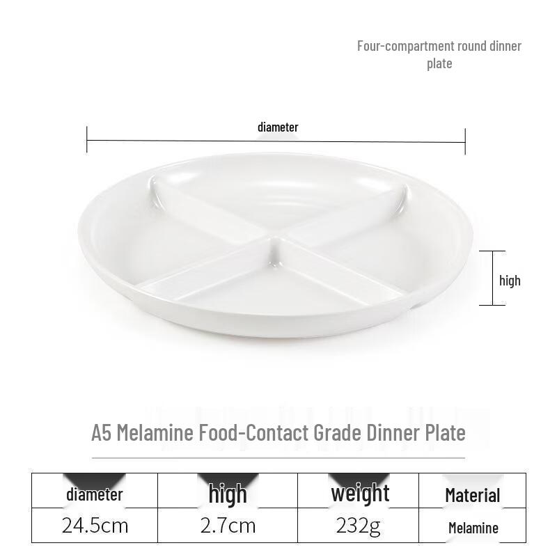Chuzhou A5 Melamine 4-Compartment Divided Plate