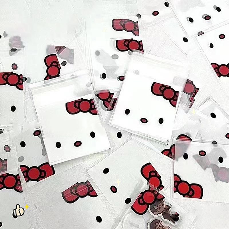 100Pcs Plastic Printed Storage Bag Hello Kitty Kawaii Cute Pochacco Sealed Bag Note Packaging Cartoon Self-Adhesive Gift Bag