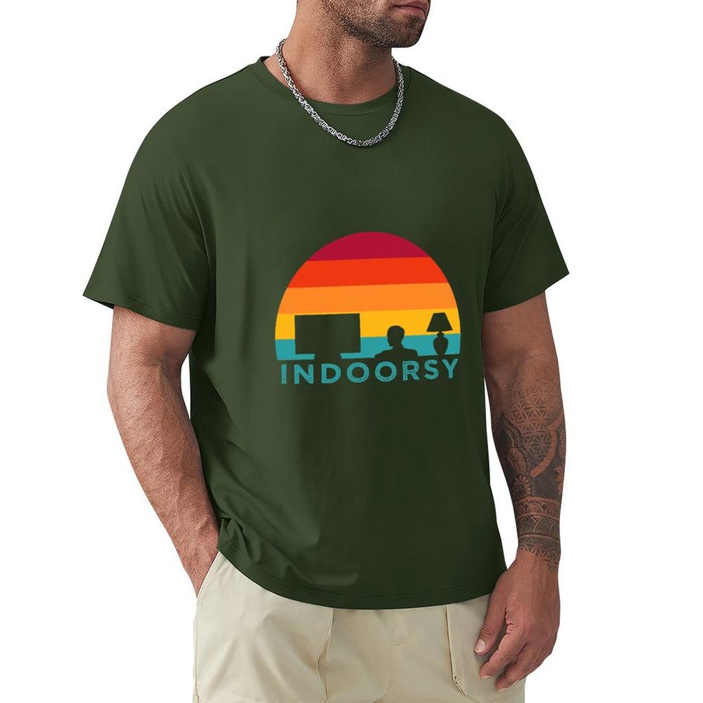 Funny Indoorsy Rather Be Inside Indoors Streaming Meme Gift T-Shirt Anime Tshirt Blouse Heavy Weight T Shirts For Men