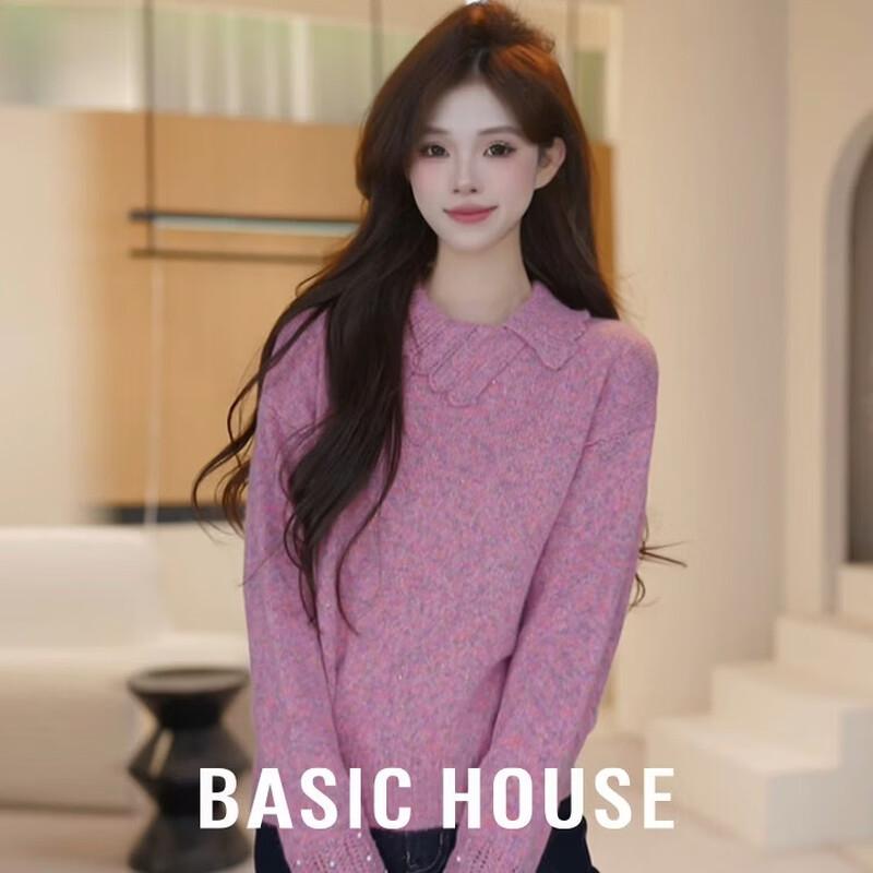 

Basic House Women s Beaded French Style Loose Sweater EU 36