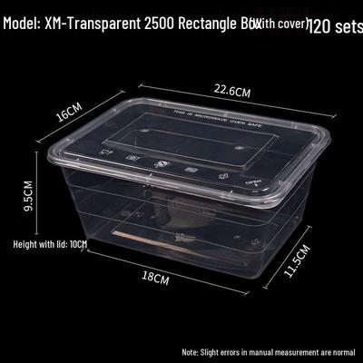 Rectangular Disposable Plastic Takeout Meal Prep Containers with Lids