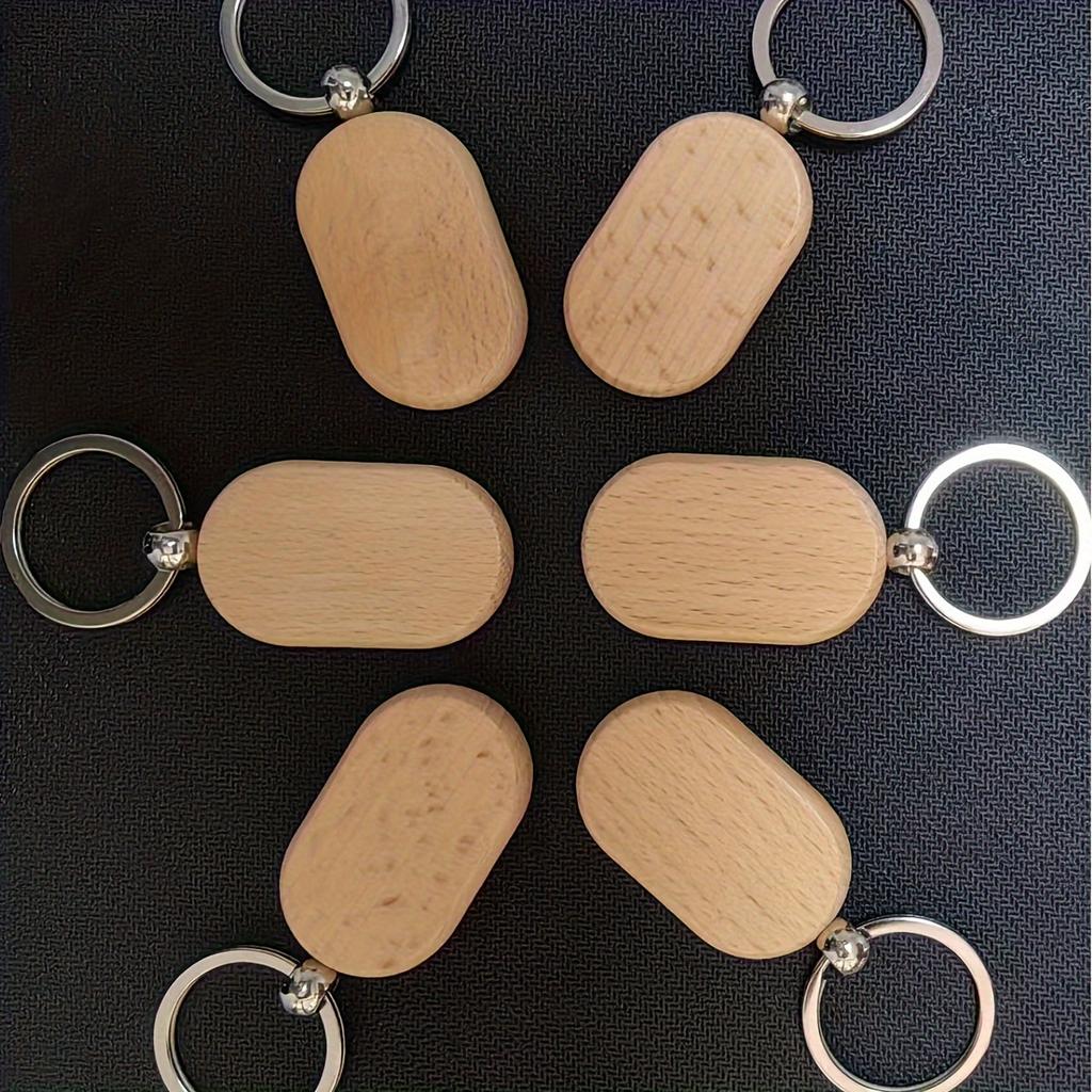 Wooden Keychain Blanks with Ring Buckle, Assorted Wood Key Tags for DIY Engraving, Crafts, Valentine'S Day Gift, Ladies Key Ring Set