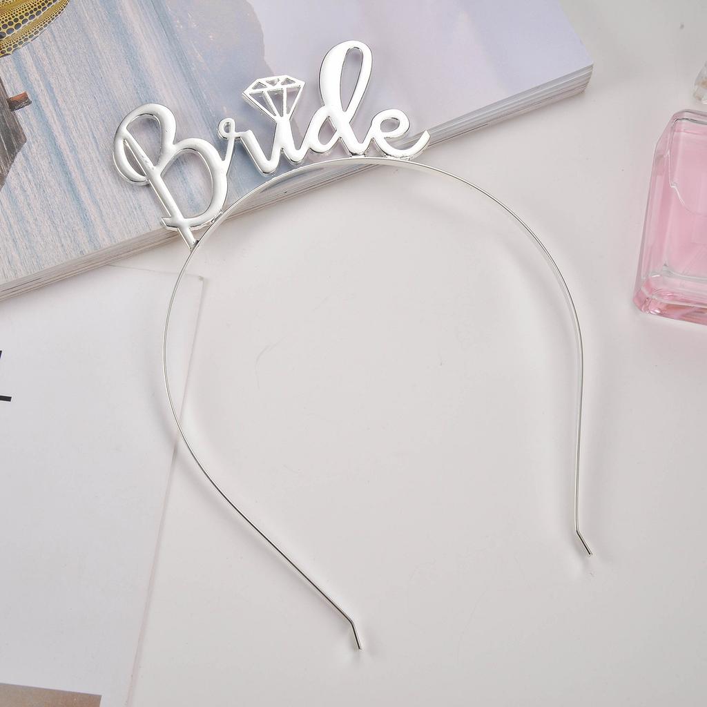 2026 Fashion Bride Bachelor Party, Bride Pearl Crystal Shoulder Strap Veil Headband Ribbon