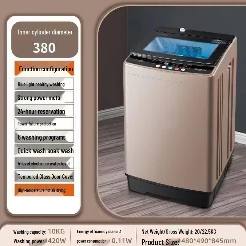 OLOEY 10kg Fully Automatic Washer Dryer with Glass Lid