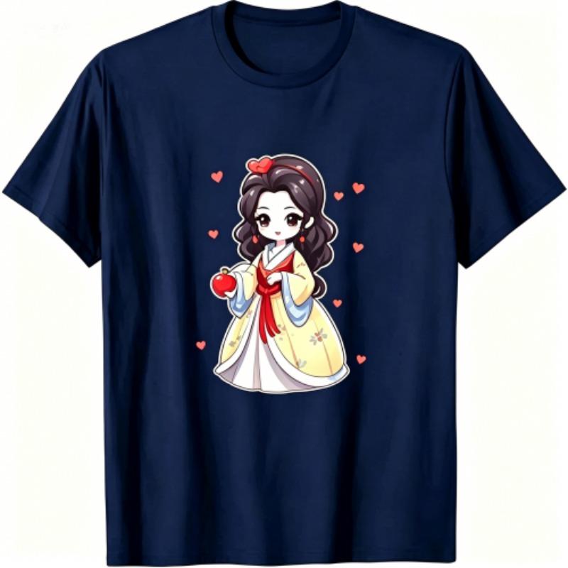 Fun Anime Cartoon Girl Print Women's T-Shirts Summer Fashion Street Outdoor Casual T-shirt Tops for Men's and Women's Tees Top