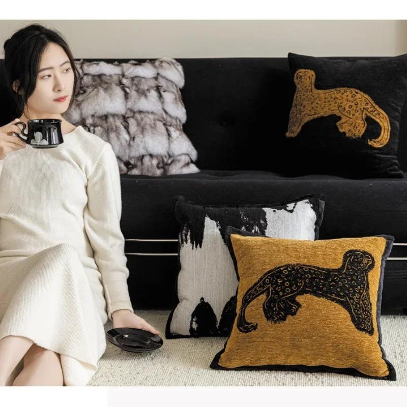 Light Luxury Sofa Pillow Cover New Chinese Modern Minimalist Model Room Decoration Pillow Backrest Headboard Cushion Cover