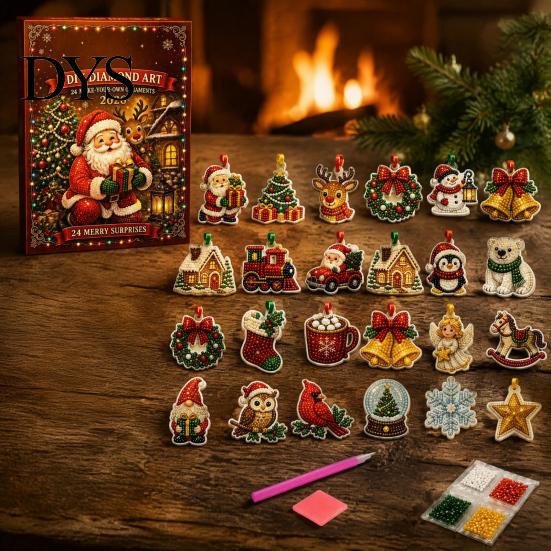 Regalo di Natale Creativo per Insegnanti Ornamento Calendario dell'Avvento, Kit Fai da Te Pittura Diamante Finta, Hobby Artigianali Curativi Sollievo dallo Stress Scintillante da Appendere