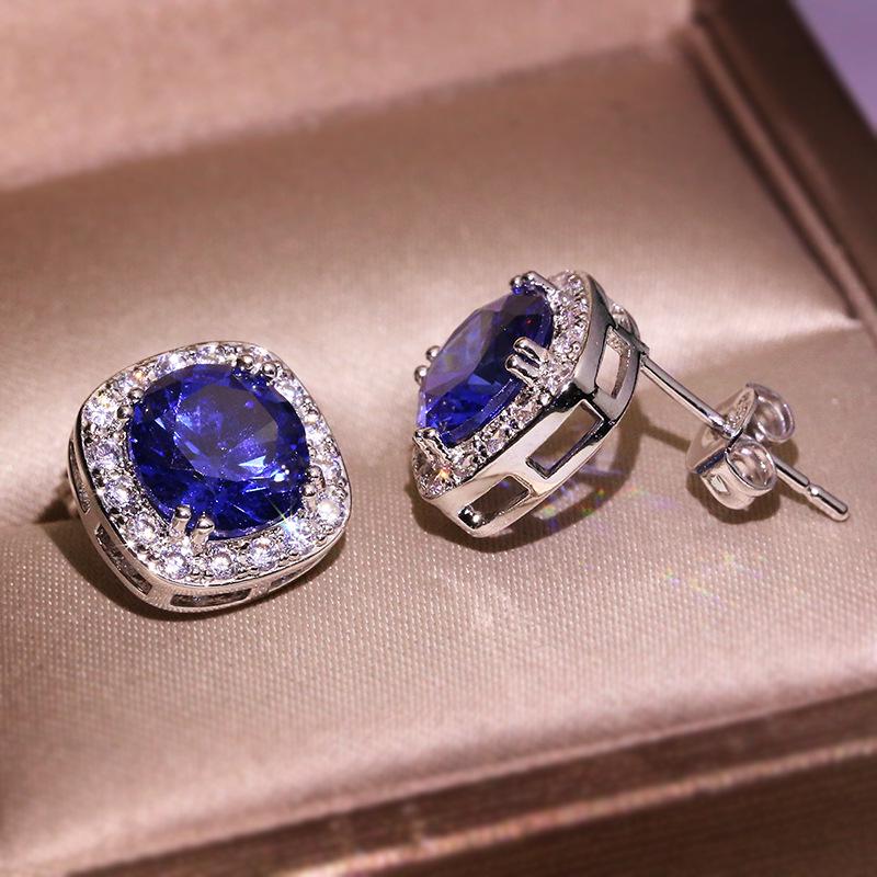 New Korean Zircon Fine Earrings for Women  Fashionable Copper Earrings  Pure Copper Earrings Studs