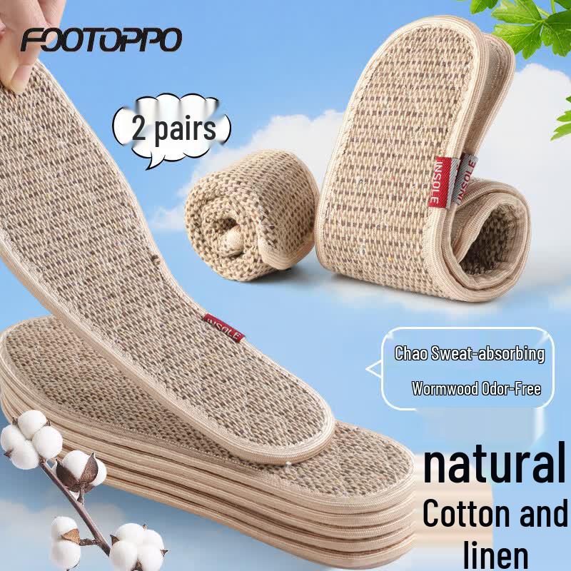 FOOTOPPO Cotton Linen Sweat-Absorbing Breathable Insoles 37