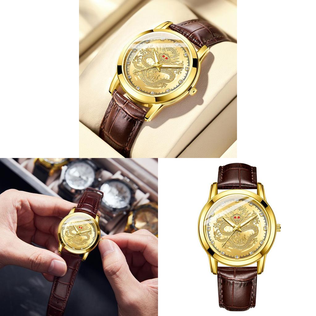 Dragonthemed Mens Wristwatch With Alloy Case And Quartz Movement For Daily Use
