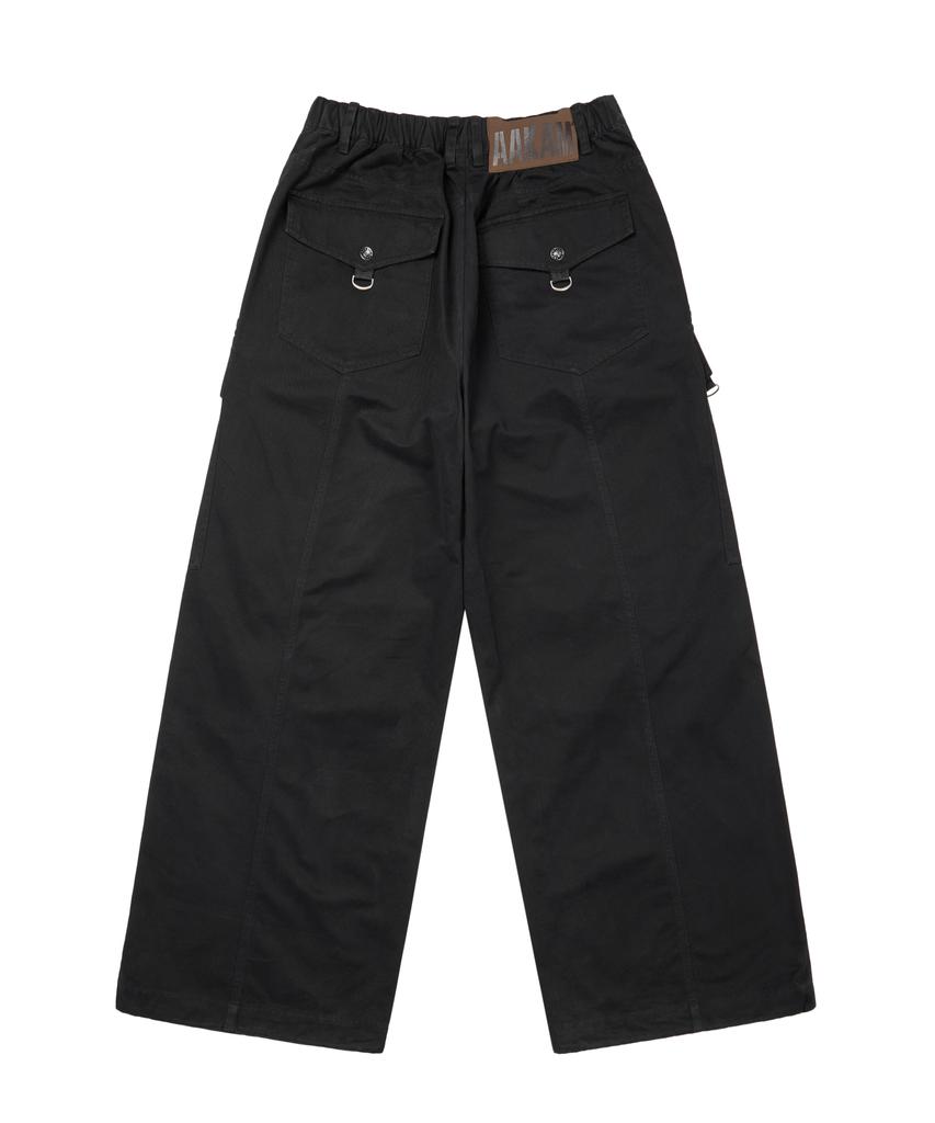 AAKAM Knee Pin-Tuck Zippered Cargo Pants (Black)