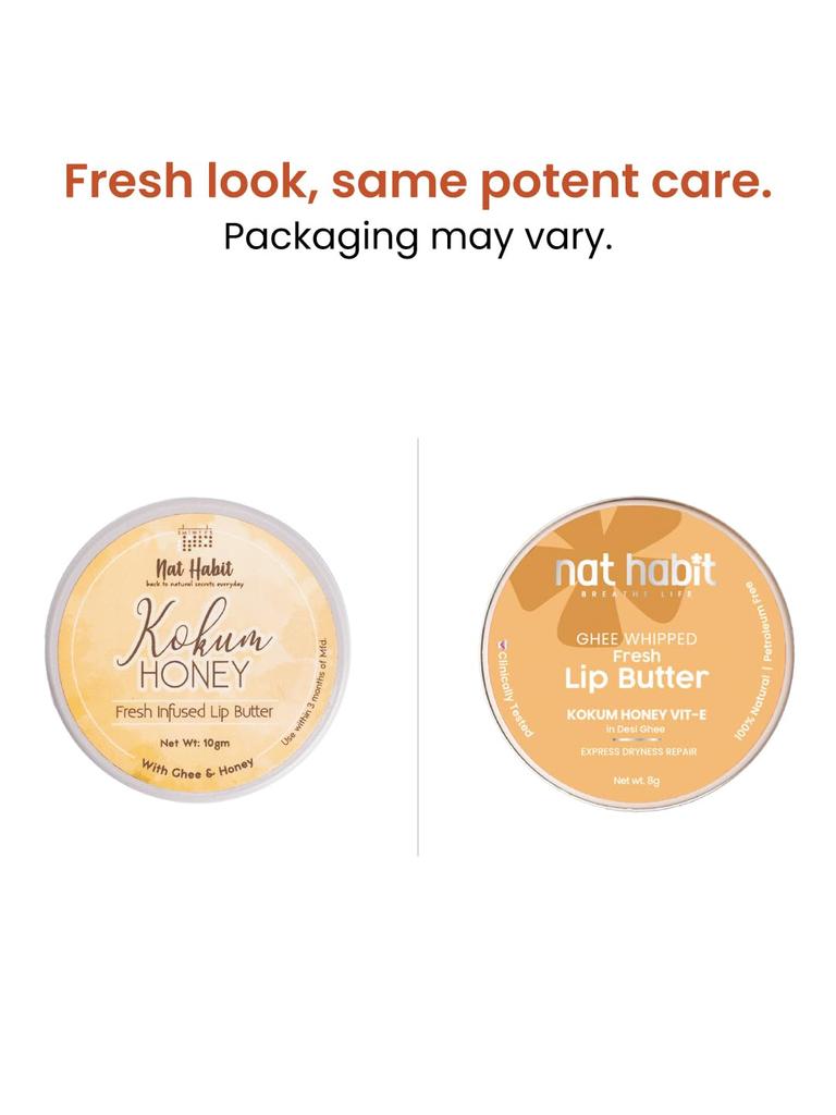 Nat Habit Kokum Honey Lip Balm Fresh Infused Lip Butter With Desi Ghee & Raw Honey Lip Repair, Dark And Chapped Lips, 8g
