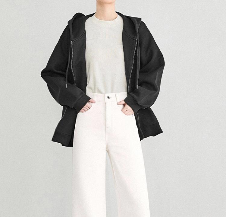 Women's High Waist Velvet Plus Wide-Leg White Jeans - Winter Thickened for a Longer Leg Look