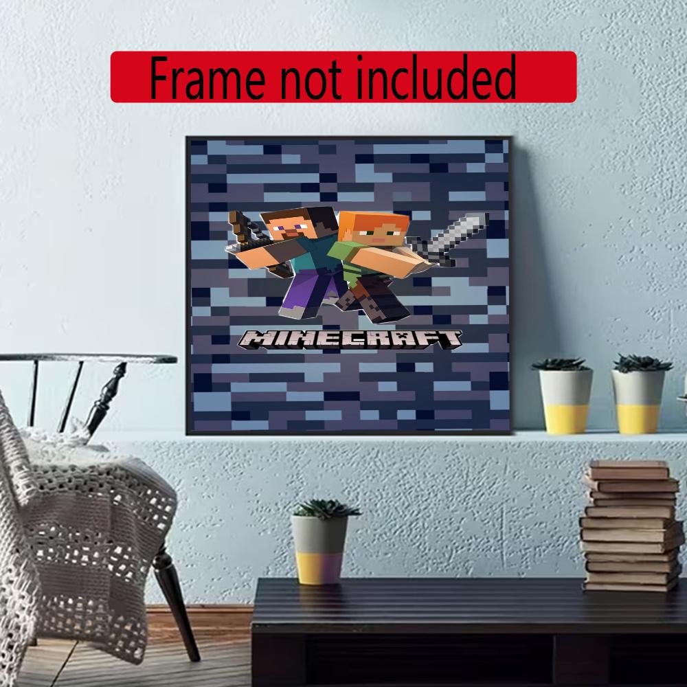 Minecraft 5D Diamond Painting Round Diamond Rhinestones Mosaic Diamond Embroidery Wall Paintings Rhinestones Gift Frameless