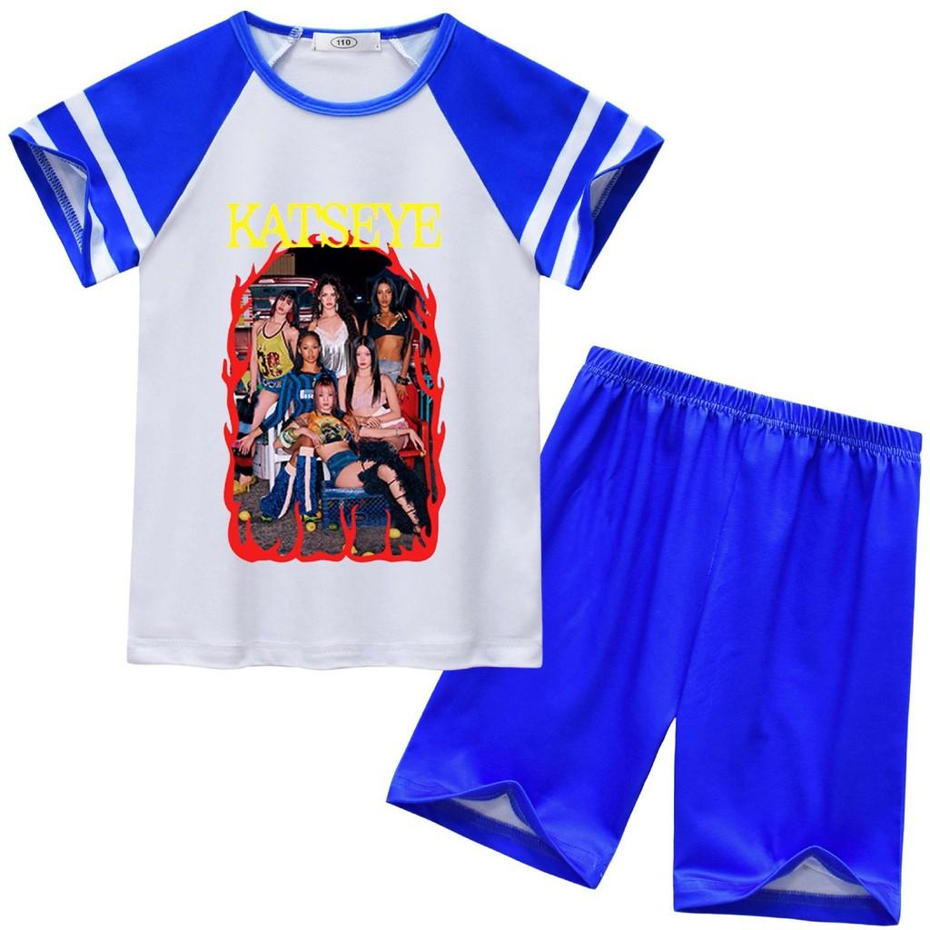 92638 Kids Girls KATSEYE Print Short Sleeves Top Pants Pajamas Sleepwear Sets