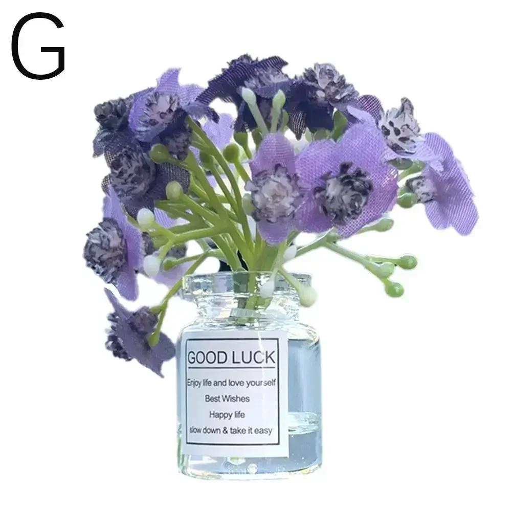 

Mini Sakura Lavender Jasmine Car Ornaments Center Console Ornaments Vibrant Flowers Vase Glass Micro Landscape For Gifts