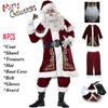 Christmas Party Santa Claus Suit Man Adult Cosplay Christmas Costume Red Deluxe Velvet Fancy Set Xmas Family Costume