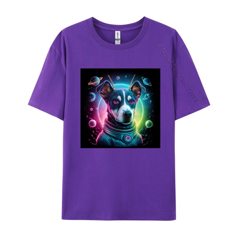 Camisa Tops Shirts Alien dog In Space Tshirts Problem Solved T Shirt Men Crazy Alien Dog Pure Cotton Tshirts