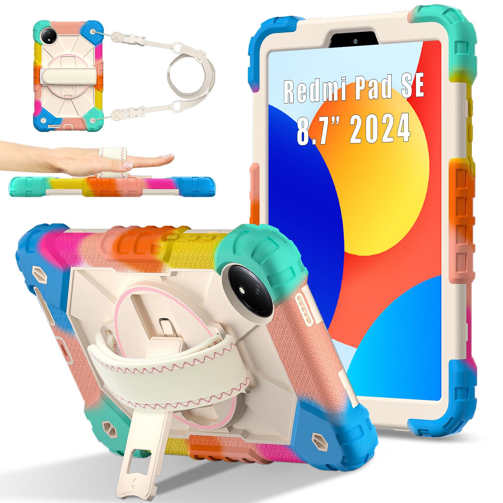 

Для Xiaomi Redmi Pad SE 4G 8,7 дюймовый чехол силиконовый + чехол-подставка для планшета из ПК с удобным ремешком Colorful Blue