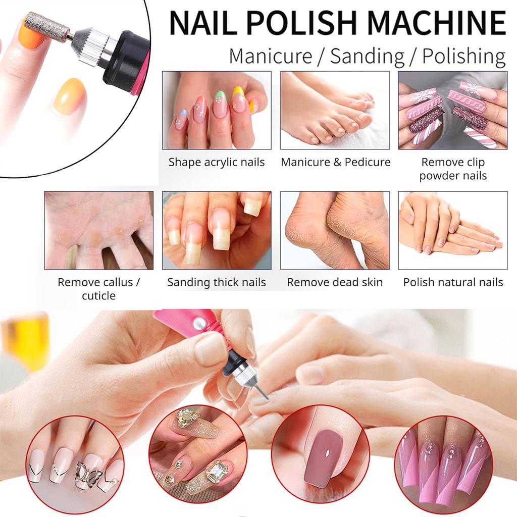 Electric Nail Drill Machine Set Professional Nail Drills Set for Gel Nails Polish Portable Nail File Manicure Tool Set
