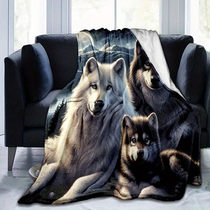 Wolf Familienmuster Weich Bequem Warm Mehrzweck Vier Jahreszeiten Bettwäsche Büro Outdoor Camping Reise Geschenk Decke