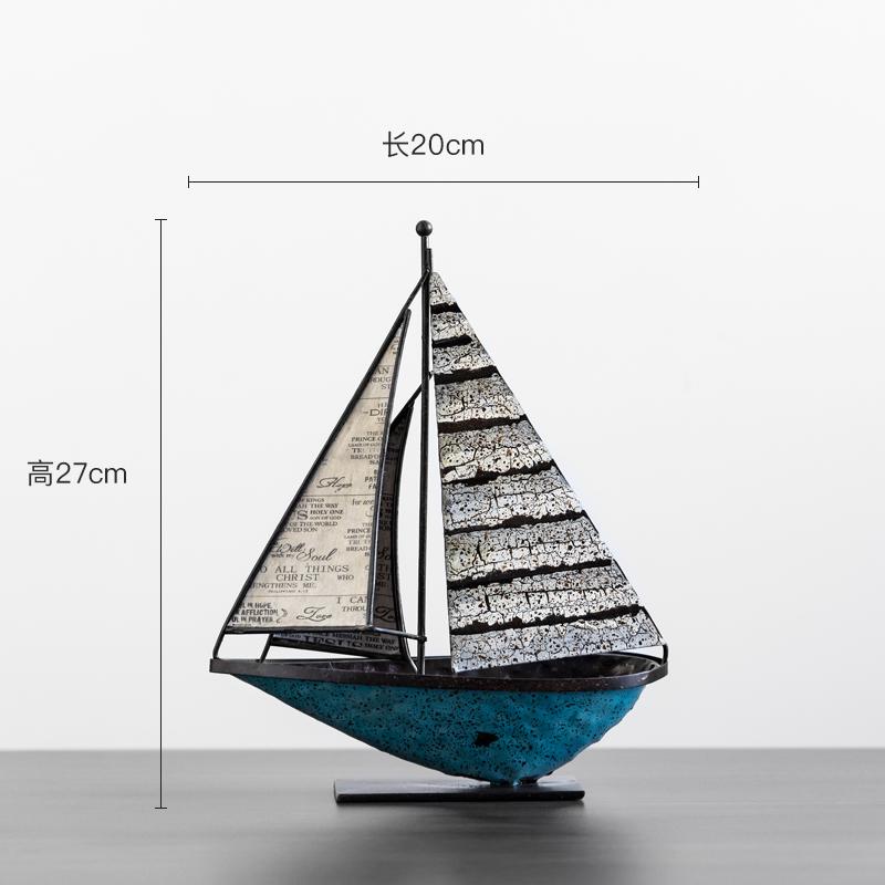Metal Handicrafts Realistic Retro Sailboat Ornaments Handmade Statue Tabletop Boat Arrangement Home Decoration Accessories