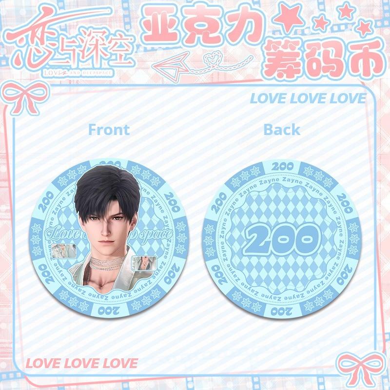 Love and Deepspace Sylus Rafayel Zayne Xavier Caleb Acrylic Chip Coin 43MM Anime Cosplay Colorful Pattern Game Coin Game Gift