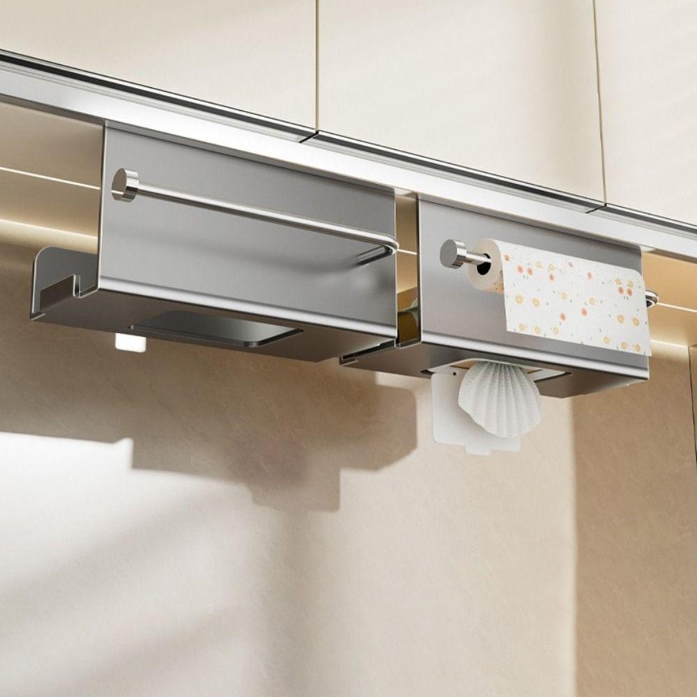 Carbon Steel Under Cabinet Paper Towel Holder Wall Mounted Roll Paper Holder Bathroom