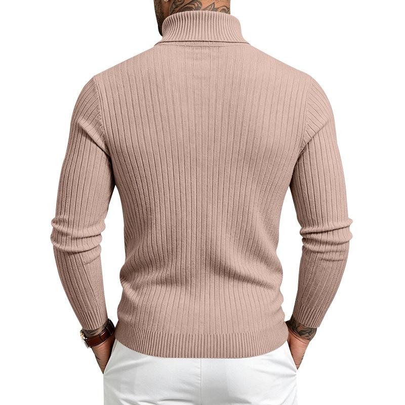 Men's Cable Knit Turtleneck Sweater, High Neck Long Sleeve Chunky Knit Pullover, Winter Casual Warm Knitwear for Men