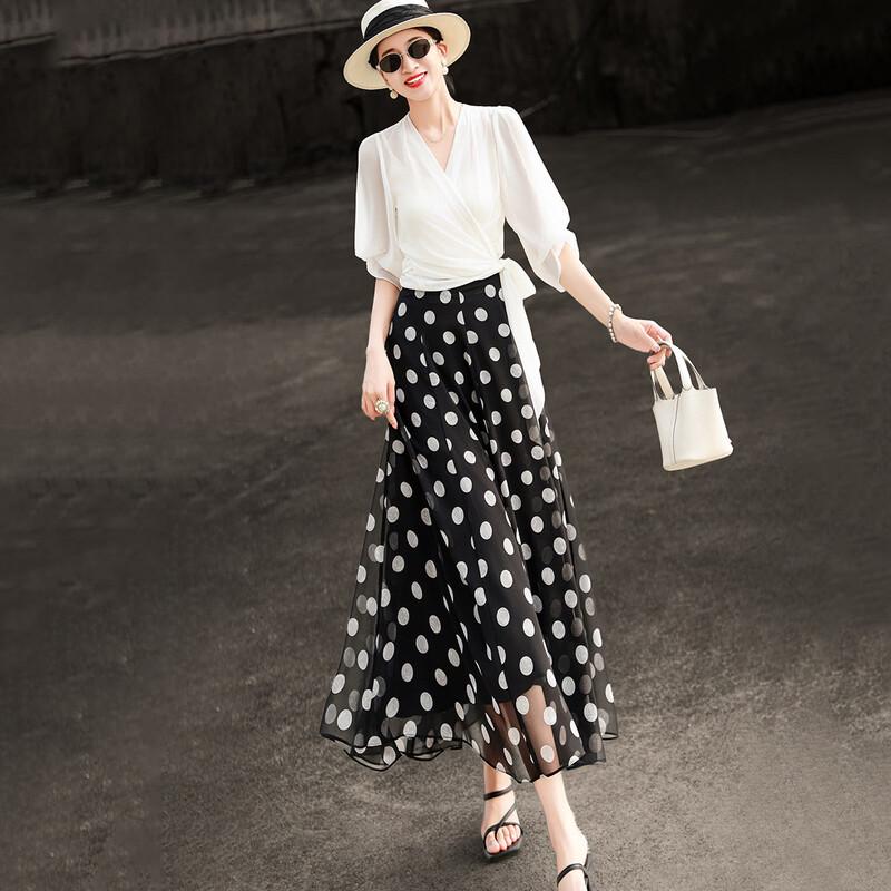 Women s French Style Polka Dot Two-Piece Set XL белый