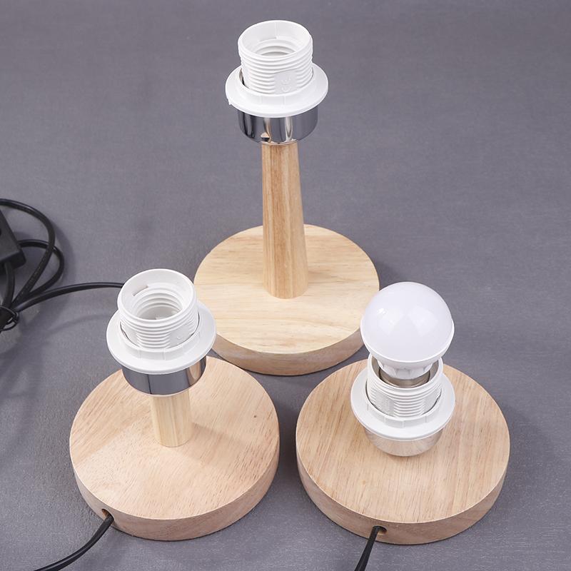 E27 Soporte Circular de Madera Maciza Taza de Lámpara con Cable Interruptor de Encendido/Apagado para Lámpara de Mesa Lámpara de Enchufe Soporte de Lámpara de Noche