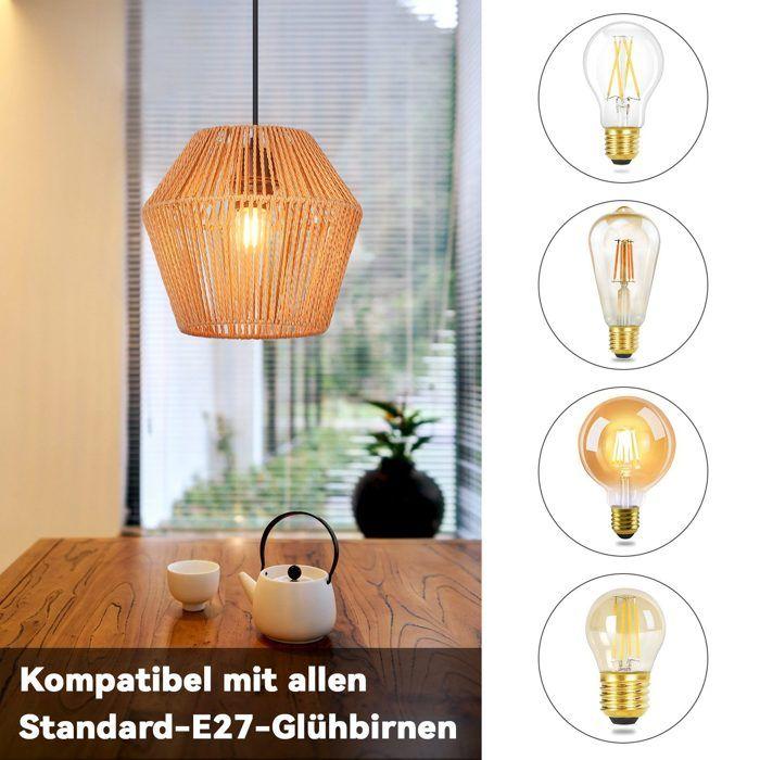 Lampe suspendue - NETTLIFE - Boho 150 cm E27 - Noir - Ø24 cm - Max 40W