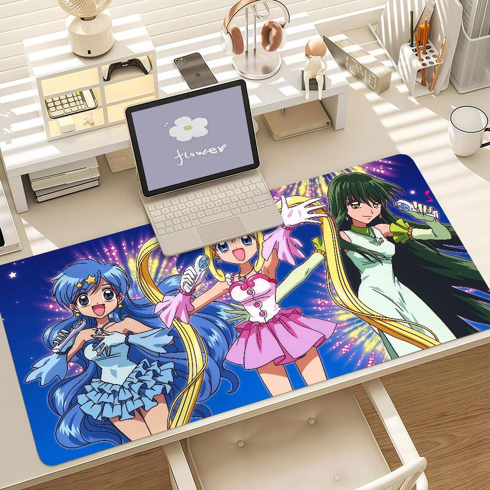 Anime M-Mermaid Melody Mouse Pad Anti Slip Rubber Edge Locked Thickened Laptop Gaming Desk Mat