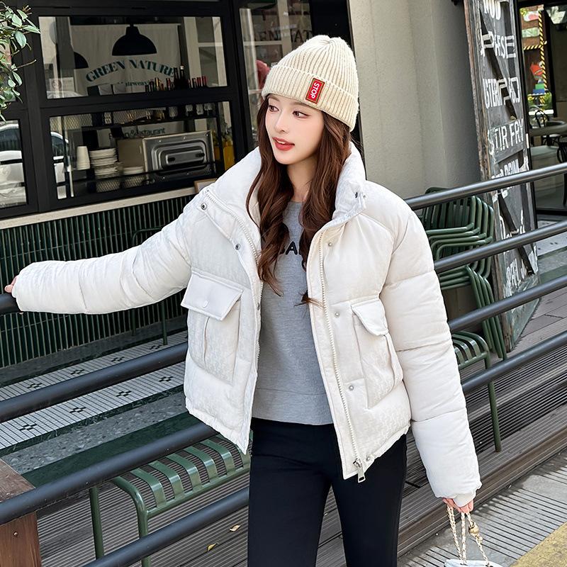 

Hooded down cotton-padded clothes and women s clothing new short winter large size thickened stand-up neck cotton-padded jacket tide M