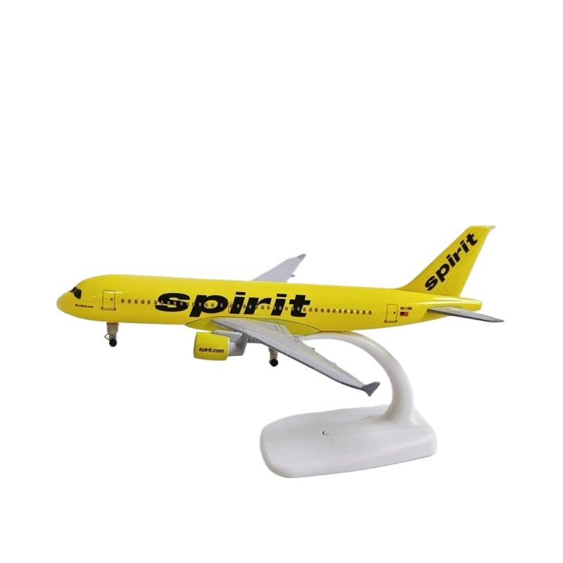 

1/300 Scale 20cm Spirit A320 Metal Scale Aircraft Static Souvenir Plane Toy Model Airplanes Children Toys for Collection жовтий