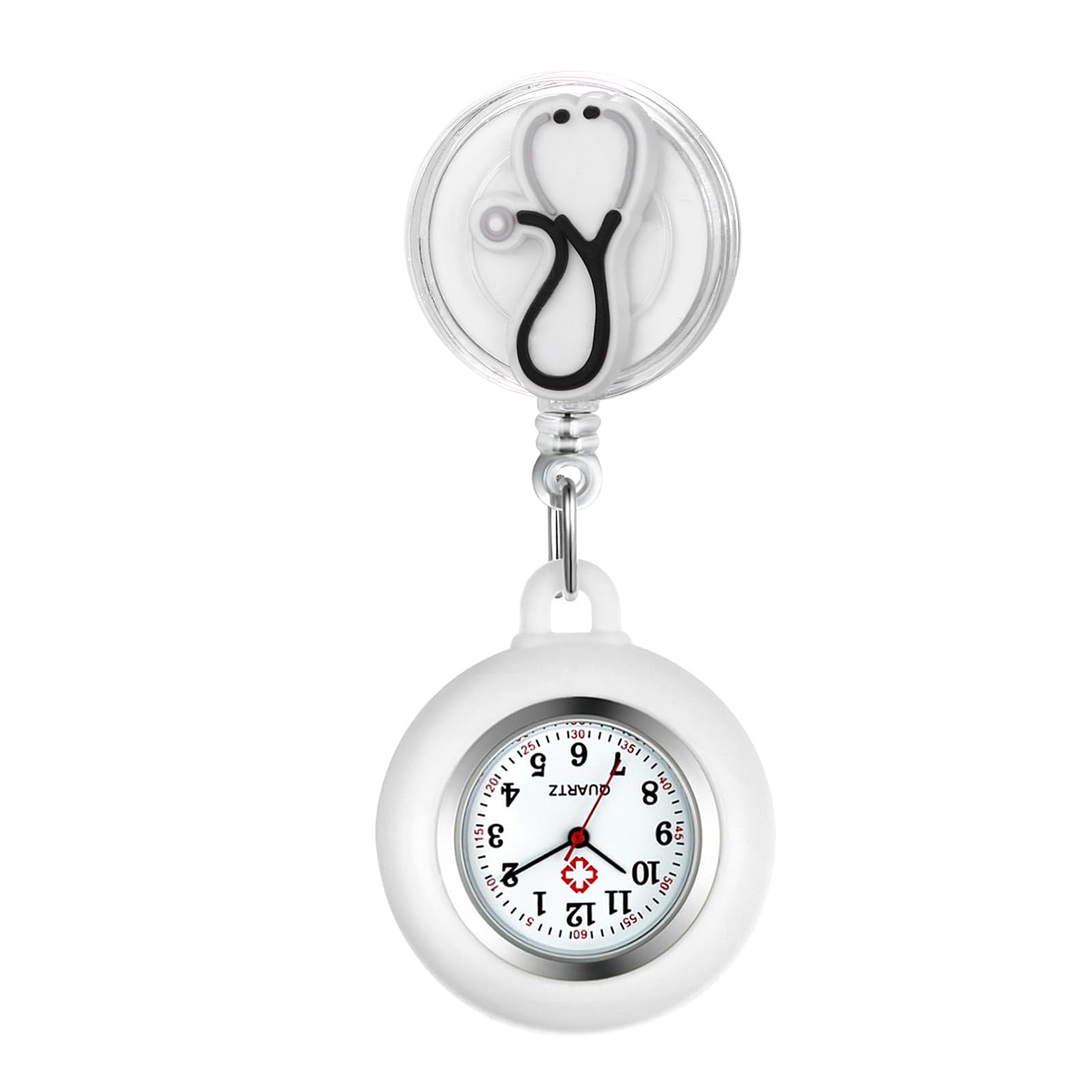 

Nurse Clip Watch, Silicone: Cute, Reverse-Flip Analog Watch with Second Hand, Stretchable, Perfect for Caregivers, Nurses, and Nurses.