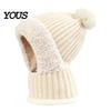 Full Face Coverage Mask for Winter Windproof Balaclava, Knitted Ski Hat, Fleece Lined Knit Hat with Cold Weather Headgear Commuting Pompom, Cozy Neck
