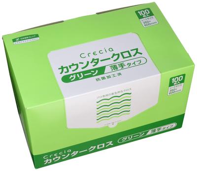 Endo Shoji Crecia Antibacterial Counter Thin JKL105A 100 Cloth, Type, Green, (1 Box, Sheets)