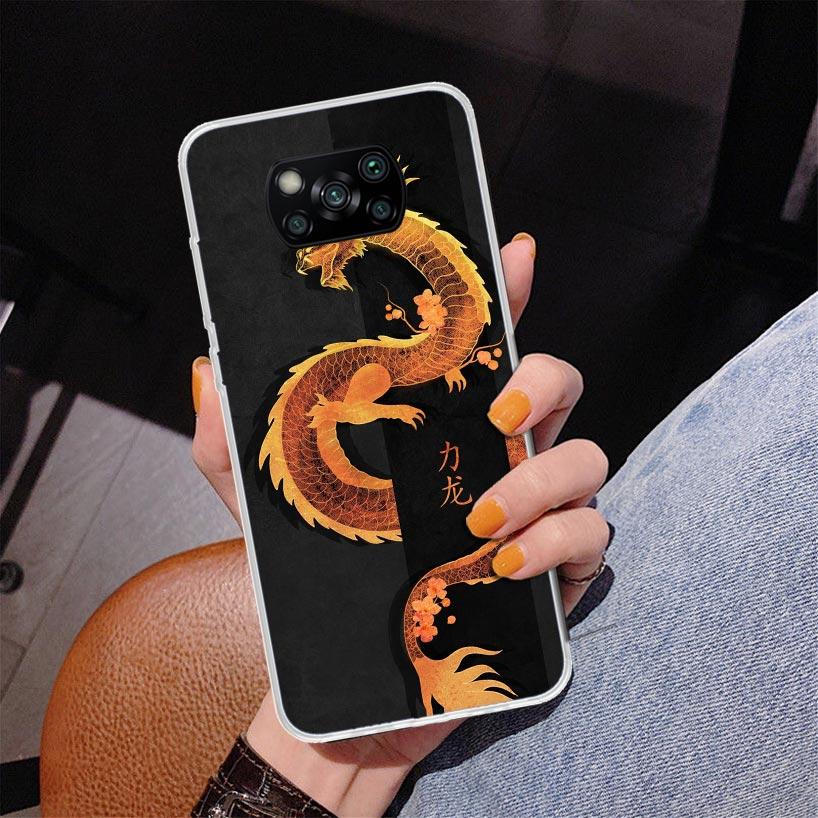 Asian Dragons Animal Tattoo Phnoe Case for Xiaomi Poco X5 X6 X7 Pro X4 Gt F7 Ultra M8 M7 Redmi 15C 15 13C 13 12C 12 Unique Cover