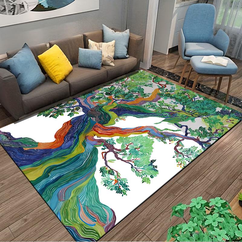 Colorful Abstract Tree Pattern Carpet with Vibrant Bohemian Style Design Suitable for Use As an Anti-slip for Living Room Bedroom Sofas