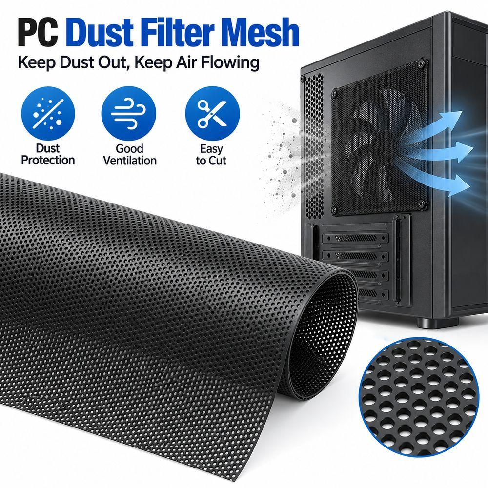 Ventilation PC Case Dust Cover PVC Chassis Side Panel Cover Loudspeaker Repair