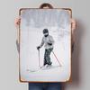 Skier Moving Forward In Snowstorm Iron Painting Home Wall Decor Living Room Study Office Metal Hanging Painting