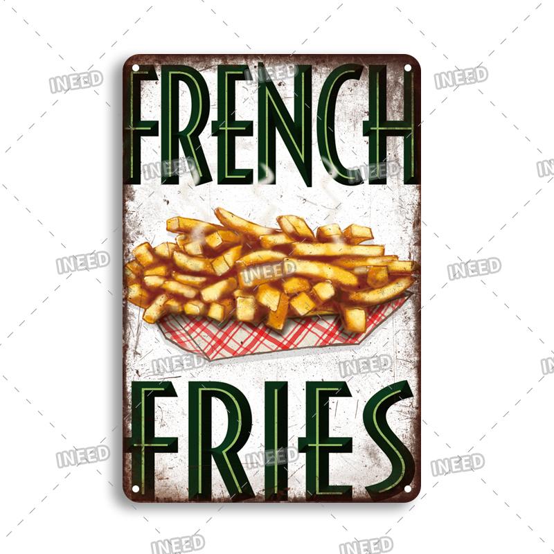 INEED Vintage Decor Fast Food Breakfast Lunch Tin Sign Wall Posters Metal Sign Art Plate Kitchen Decorative Plaque Metal Decor