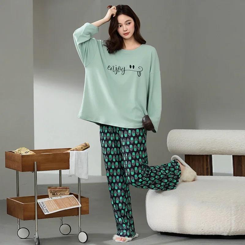 Cute Women's Pajamas Set Warm Pajamas Autumn and Winter Long Sleeve Long Pants Girls Pajamas Soft Pajamas Comfortable Cartoon Pajamas