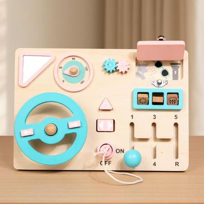 Early Education Wooden Simulation Car Steering Wheel Busy Board Simulation Weather Calendar Unlocking Simulation Scene Toy