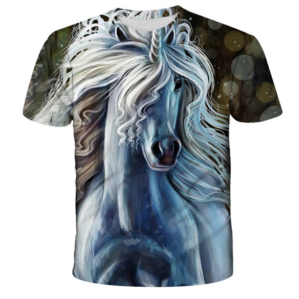 4-13y Girls Boys Dabbing Unicorn T-shirt Summer Kids Colorful Animal Horse 3d Print Clothes T Shirt Kids Baby Cool