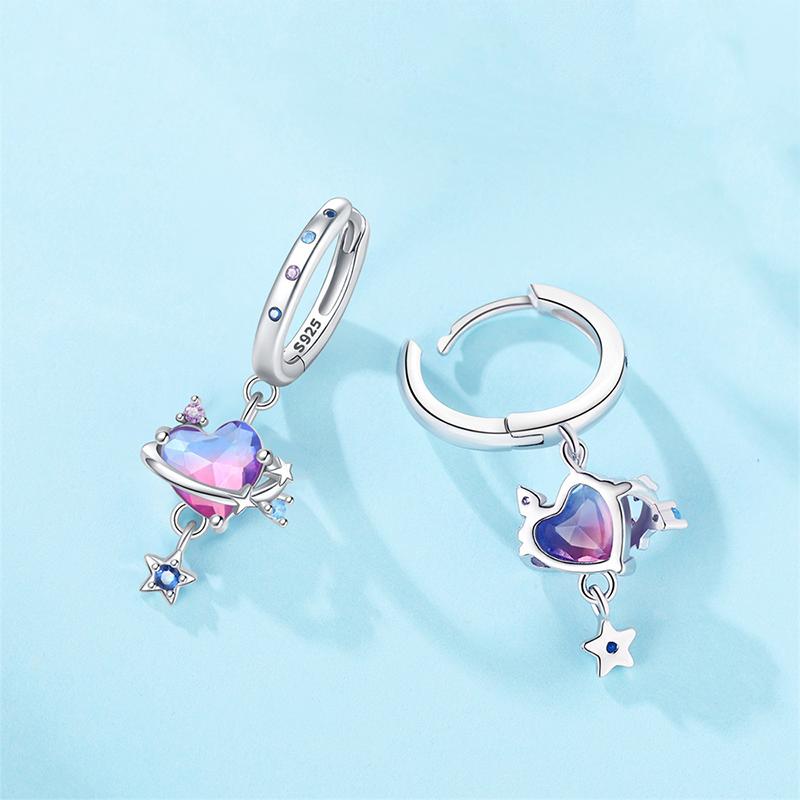 barbie Colorful Love Planet, Elegant and Original Ins Style, 925 Silver Synthetic Cubic Zirconia Earrings, Women's Style ZJYES-YS-225