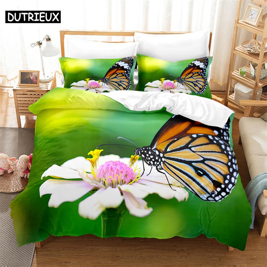 Butterfly Queen Bedding Set Duvet Cover Kids Bedroom Bed Set Comforter Cover Set King Size Duvet Cover Set Bedding Sets