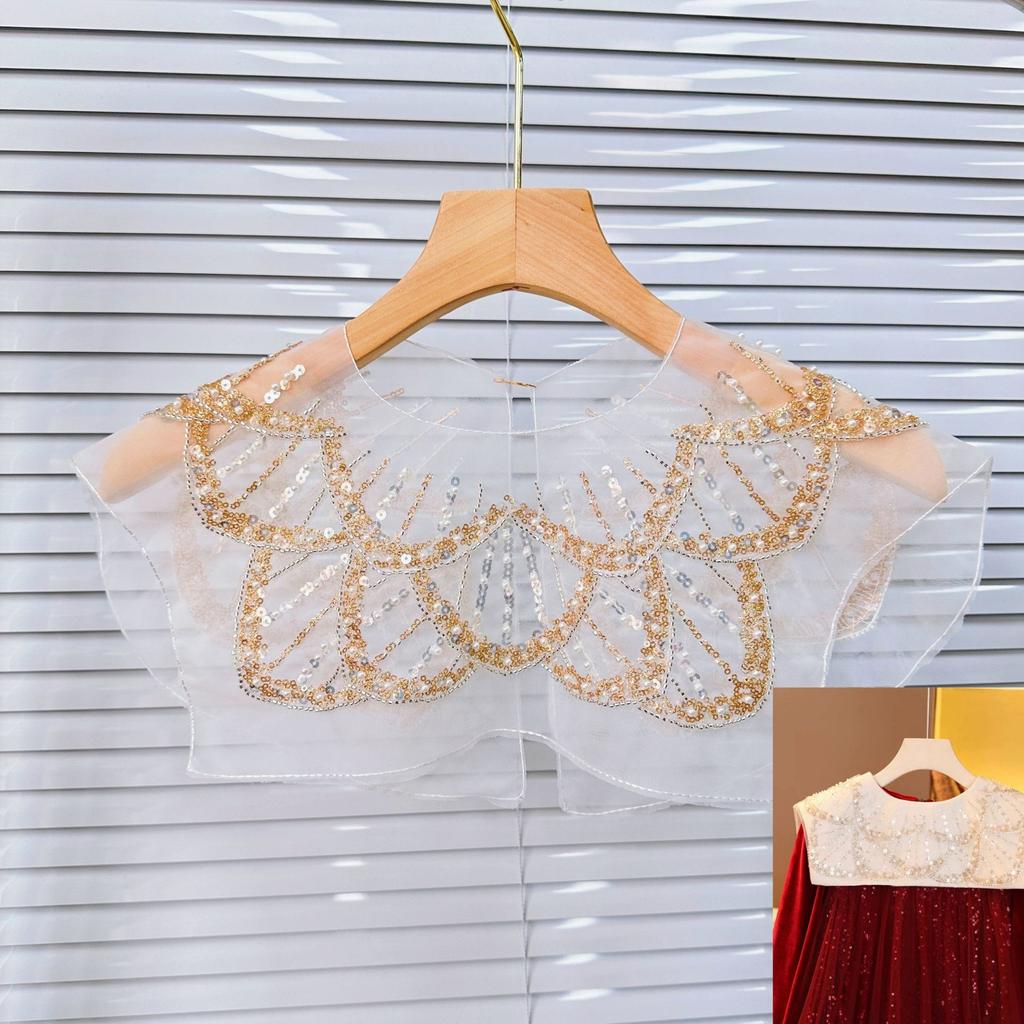 Work In Progress Children'S Princess Dress Collar Mesh Sequins Embroidery Collar Diy Accessories Wedding Dress Collar Decoration