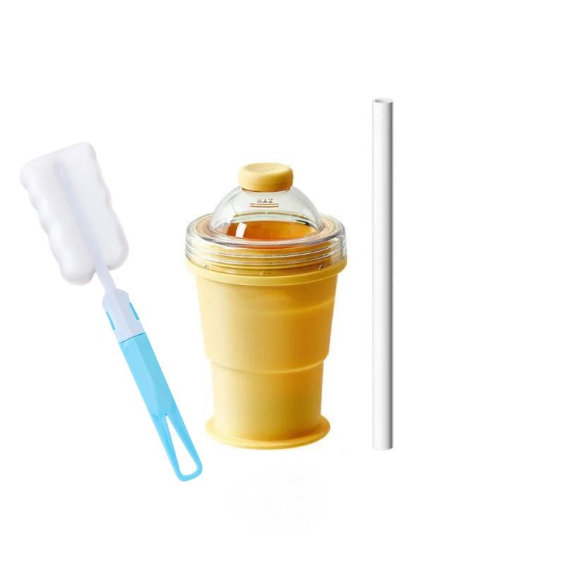 2 In 1 Foldable Silicone Ice Ball Maker Drinking Cup Build-in Straw Ice Ball Mold Travel Mug Portable for Juice &Cocktails Summer Kitchen Tools